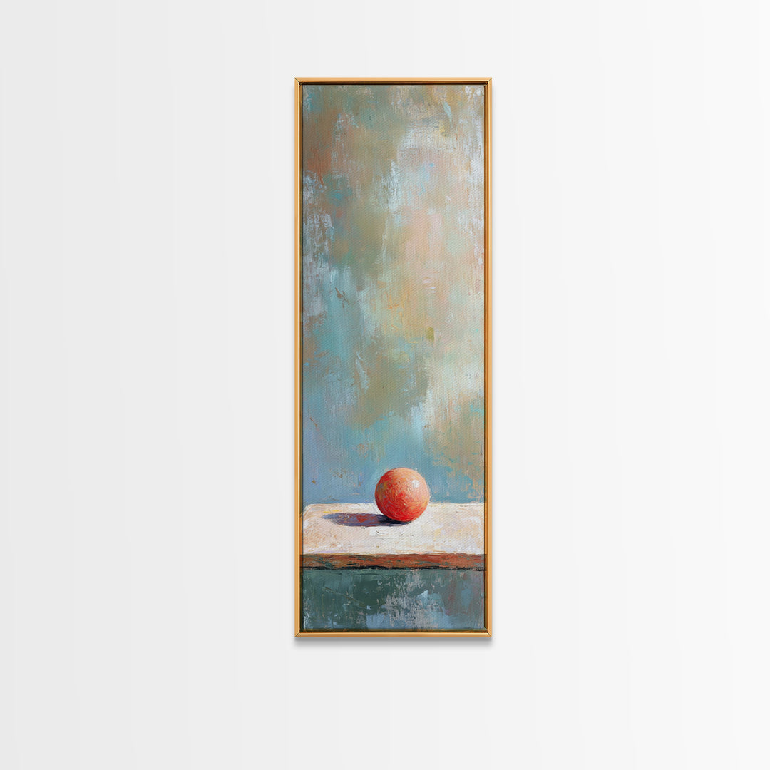 Single Red Apple On Weathered Table Canvas Print, Minimalist Wall Art, Modern Kitchen Decor, Still Life Art Print, Housewarming Gift