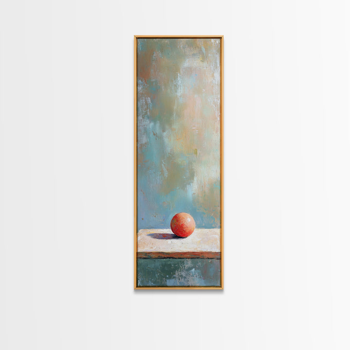 Single Red Apple On Weathered Table Canvas Print, Minimalist Wall Art, Modern Kitchen Decor, Still Life Art Print, Housewarming Gift