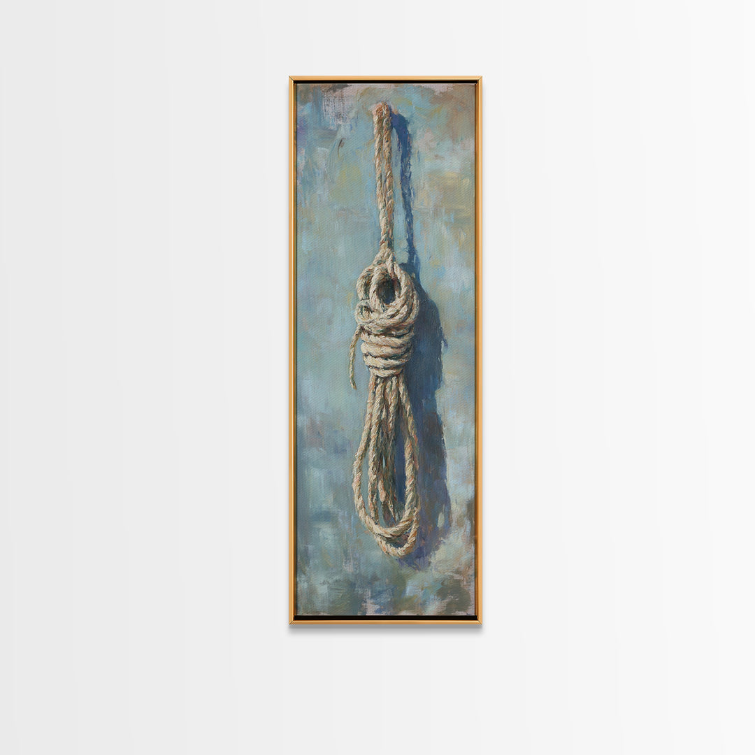 Coiled Nautical Rope Knot Wall Art, Coastal Canvas Print, Rustic Beach House Decor, Lake House Gift, Textured Wall Decor