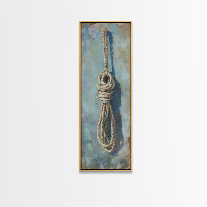 Coiled Nautical Rope Knot Wall Art, Coastal Canvas Print, Rustic Beach House Decor, Lake House Gift, Textured Wall Decor