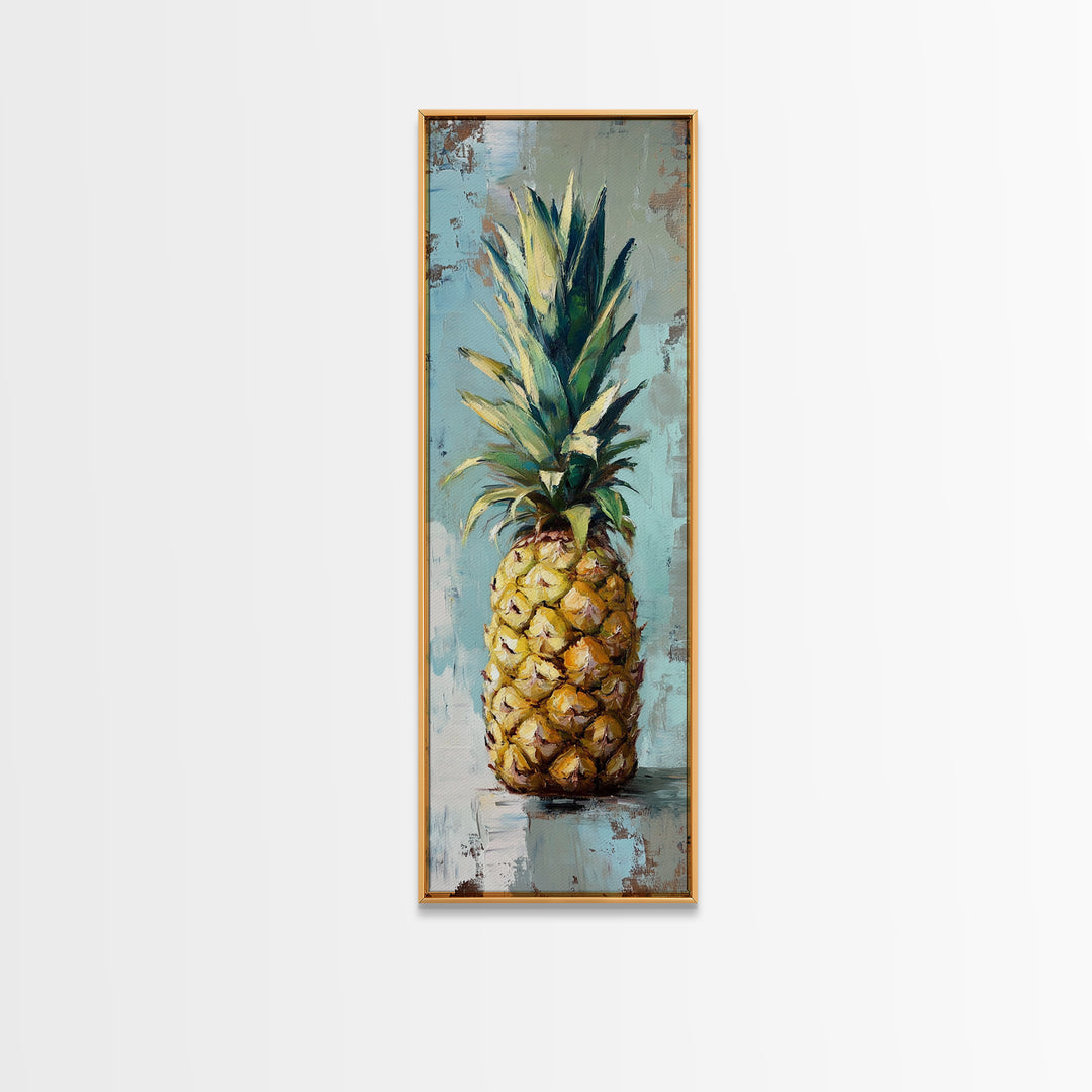 Bright Pineapple Still Life Canvas Print, Tropical Kitchen Wall Art, Coastal Home Decor, Fruit Poster For Beach House Gift