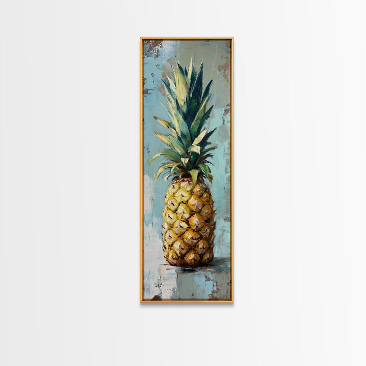 Bright Pineapple Still Life Canvas Print, Tropical Kitchen Wall Art, Coastal Home Decor, Fruit Poster For Beach House Gift