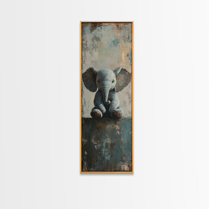 Cute Baby Elephant Portrait Wall Art, Whimsical Animal Canvas Print For Nursery Decor, Kids Room Decor And Safari Theme Gift