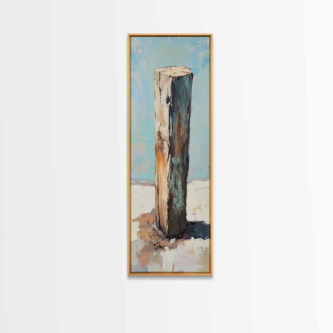 Weathered Wooden Post By Sea Canvas Print, Rustic Coastal Wall Art, Beach House Decor, Nautical Farmhouse Wall Decor, Entryway Decor