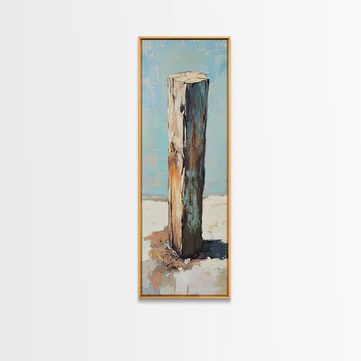 Weathered Wooden Post By Sea Canvas Print, Rustic Coastal Wall Art, Beach House Decor, Nautical Farmhouse Wall Decor, Entryway Decor