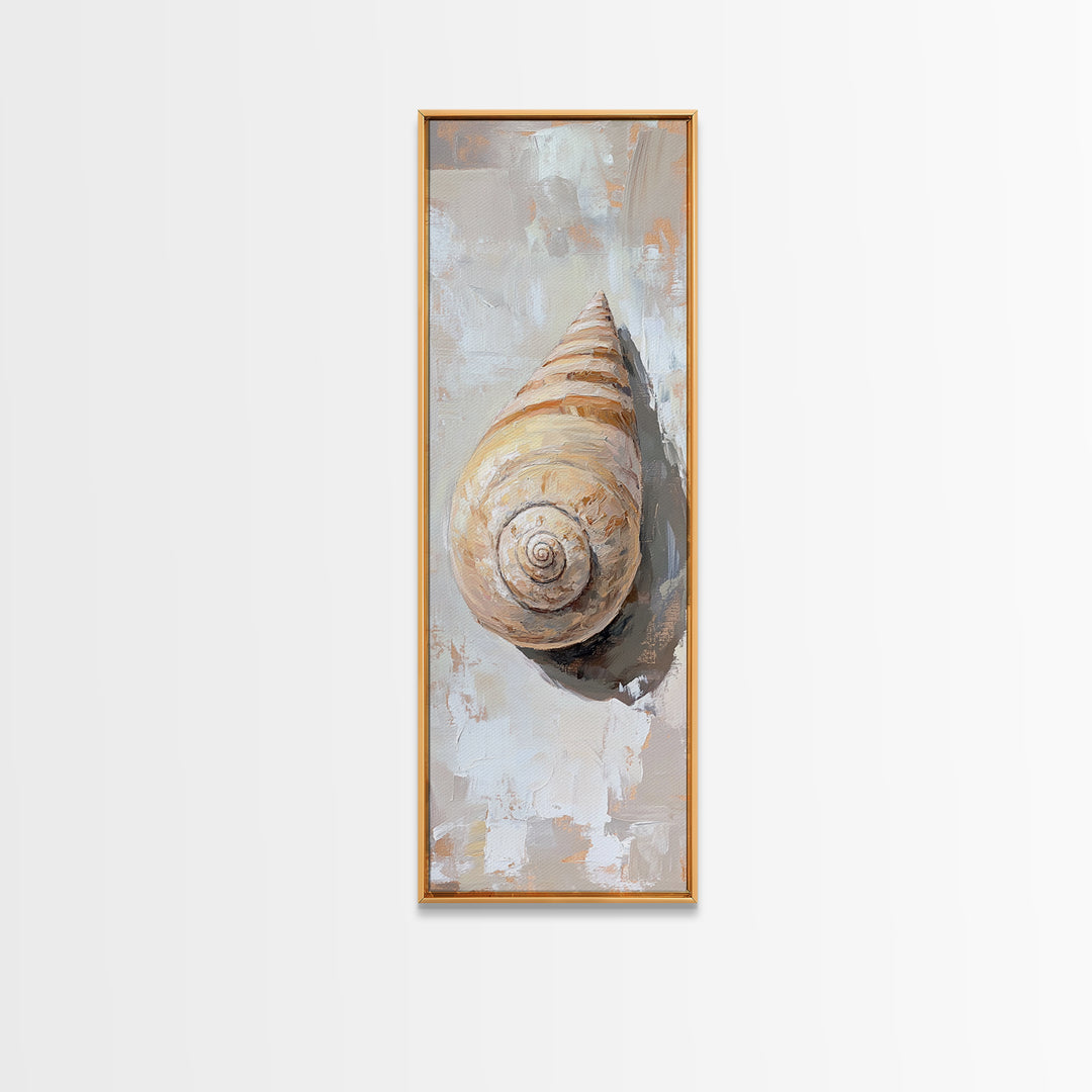 Textured Spiral Seashell Wall Art, Coastal Bathroom Decor, Beach House Wall Decor, Nautical Canvas Print For Ocean Lovers