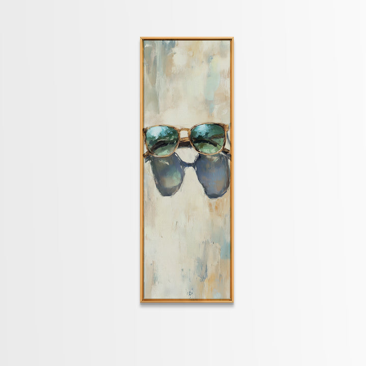 Teal Sunglasses With Beach Reflections Wall Art, Coastal Canvas Print, Summer Home Decor, Beach House Gift For Her, Living Room Decor