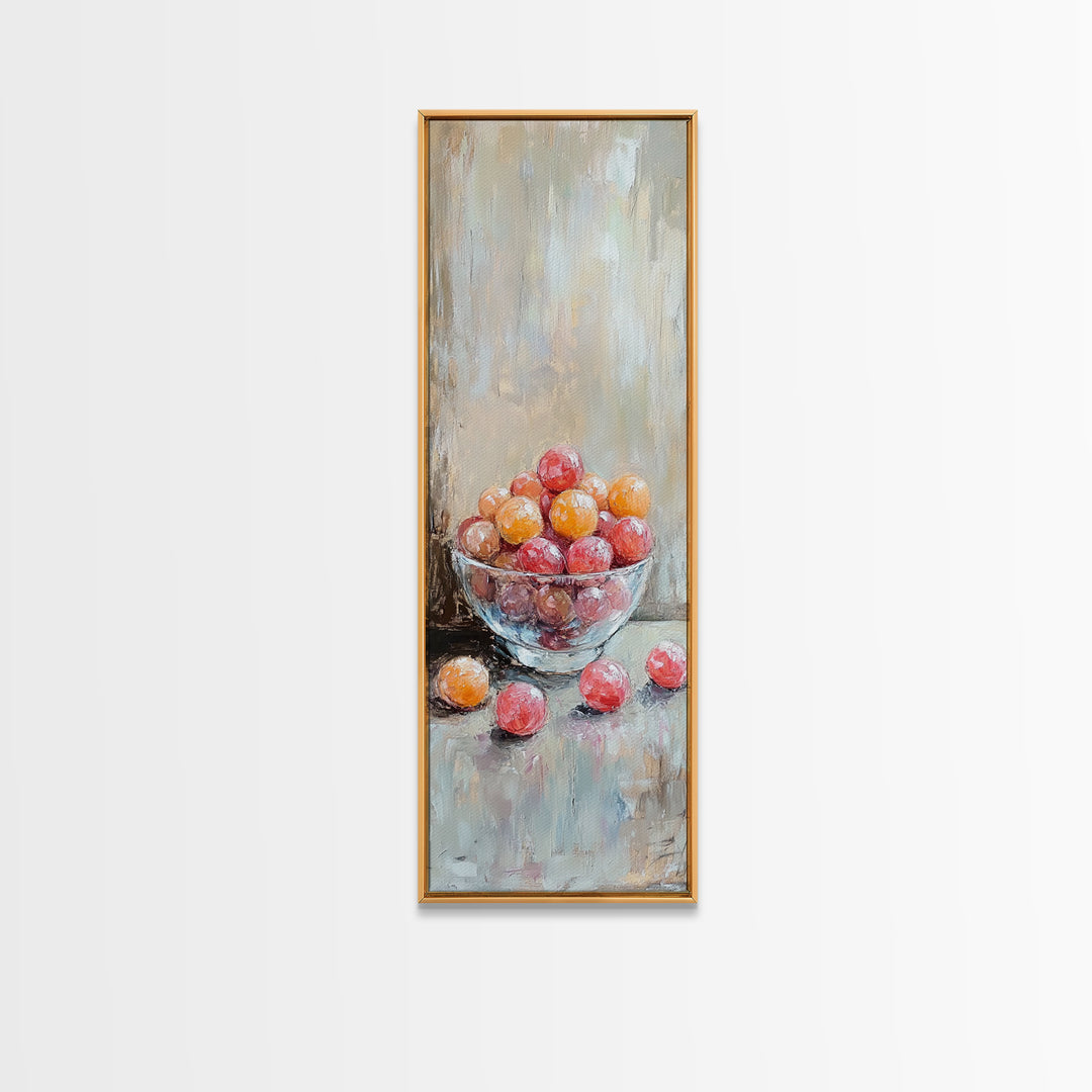 Bowl Of Red And Orange Fruit Still Life Wall Art, Rustic Kitchen Decor, Farmhouse Wall Decor, Food Art Print, Dining Room Print