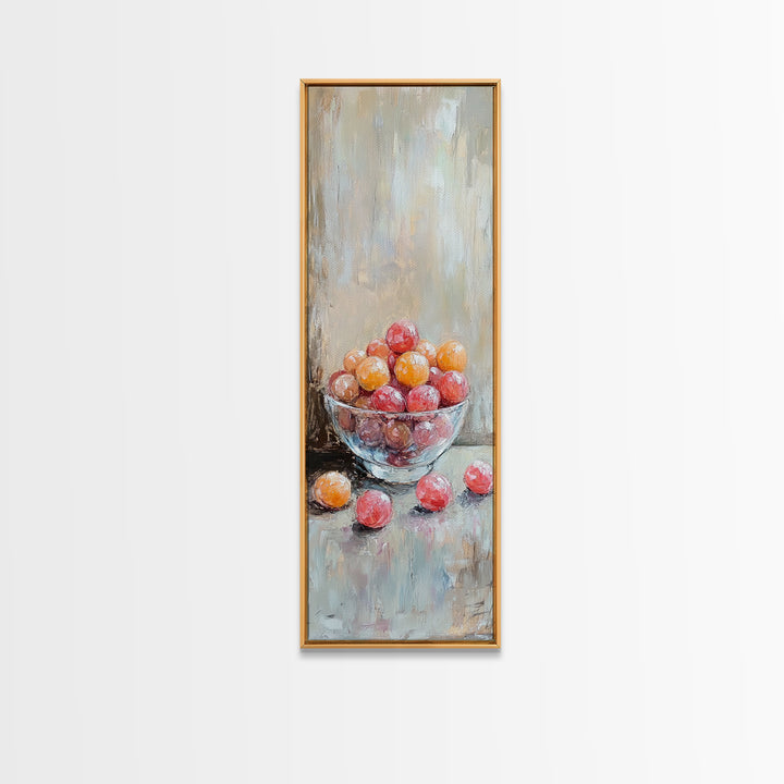 Bowl Of Red And Orange Fruit Still Life Wall Art, Rustic Kitchen Decor, Farmhouse Wall Decor, Food Art Print, Dining Room Print