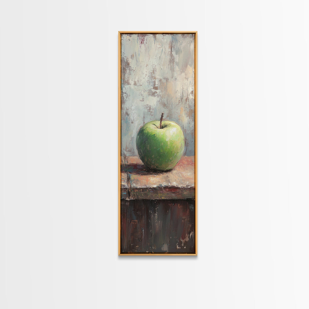 Green Apple Still Life Wall Art, Rustic Kitchen Canvas Print For Farmhouse Decor, Fruit Art, Dining Room Decor, Gift For Her