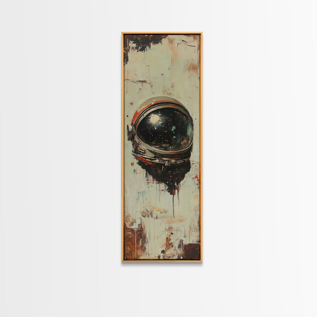 Weathered Astronaut Helmet Canvas Print, Retro Space Wall Art, Sci Fi Decor, Futuristic Office Decor, Gift For Him, Modern Home Decor
