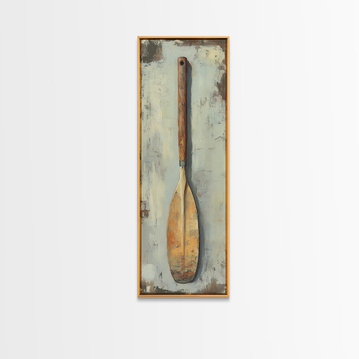 Weathered Wooden Paddle Canvas Print, Nautical Wall Art, Coastal Lake House Decor, Rustic Cabin Decor, Gift For Him, Boat House Decor