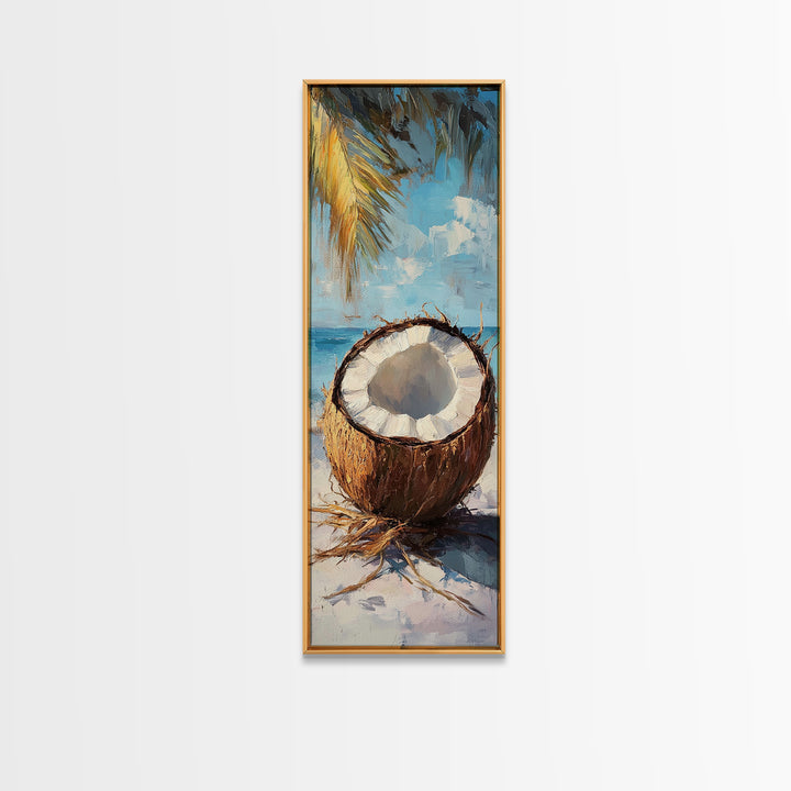 Tropical Coconut Beach Wall Art, Coastal Canvas Print, Palm Tree Ocean Decor, Summer Beach House Wall Decor Gift For Her