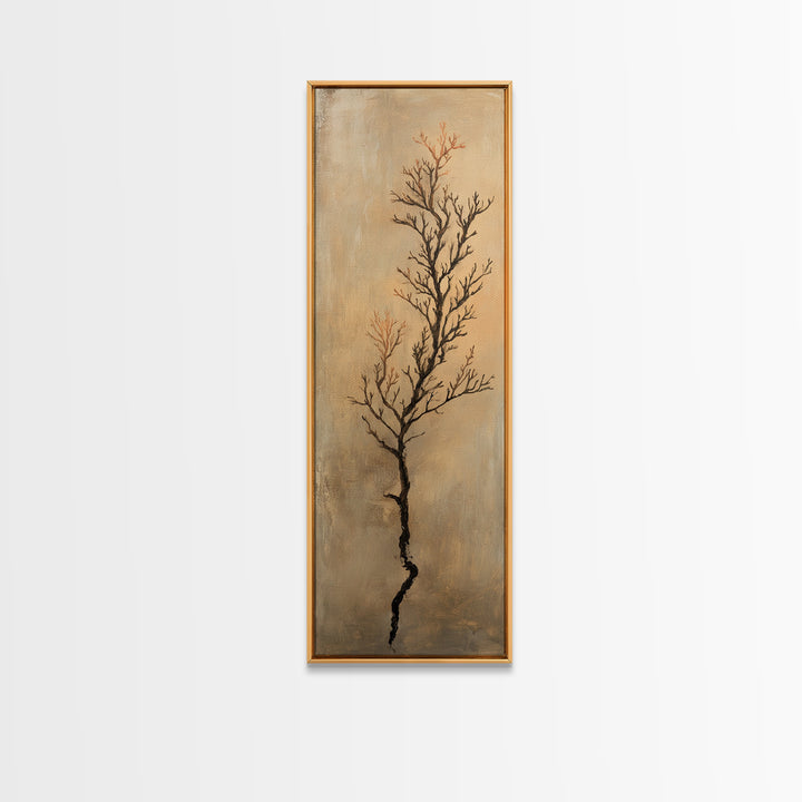 Minimal Bare Tree Branch Wall Art, Wabi Sabi Neutral Decor, Botanical Line Art Print, Japandi Canvas Print, Organic Modern Art