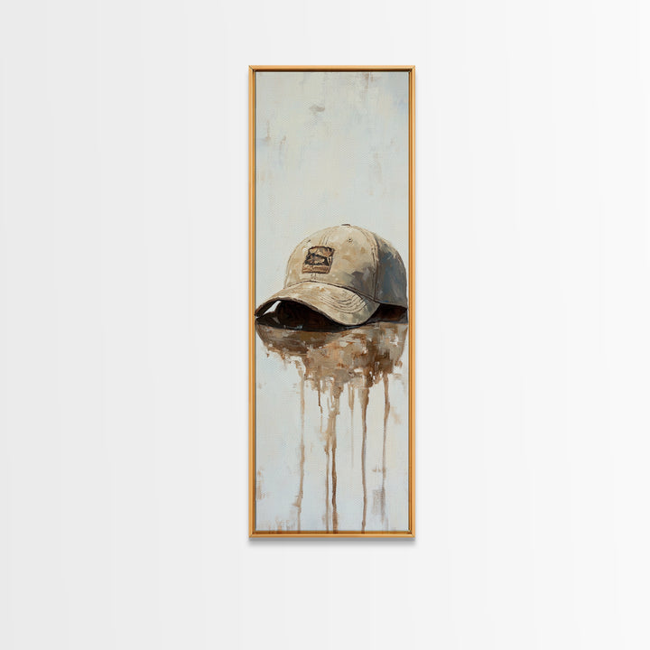 Weathered Baseball Cap Still Life Wall Art, Rustic Americana Decor, Sports Room Canvas Print, Man Cave Art Print, Gift For Him