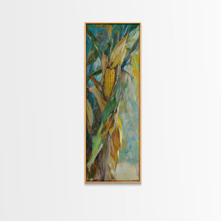 Rustic Corn Cob In Husk Canvas Print, Farmhouse Kitchen Wall Art, Country Harvest Decor, Southwestern Food Art Print, Home Decor