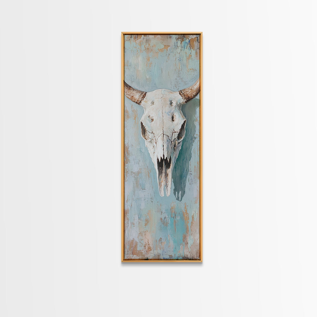 Longhorn Bull Skull Framed Canvas Print, Western Wall Art, Rustic Ranch Decor, Southwestern Farmhouse Home Decor, Gift For Him