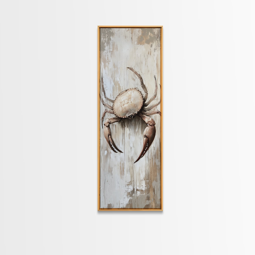 Coastal Crab Canvas Print, Nautical Wall Art, Beach House Decor, Rustic Seafood Painting, Ocean Kitchen Home Decor, Gift For Her