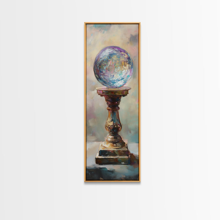 Mystic Crystal Ball On Pedestal Canvas Print, Celestial Wall Decor, Fantasy Art Print, Witchy Decor, Gift For Her, Boho Home Decor