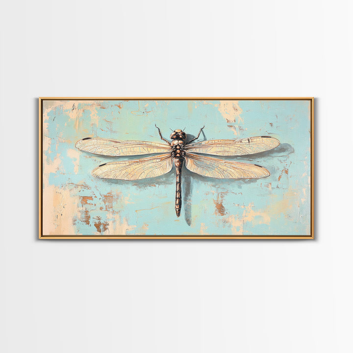 Detailed Dragonfly Insect Wall Art, Nature Canvas Print, Entomology Decor, Botanical Wall Decor, Rustic Wildlife Art, Home Decor