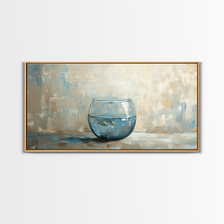 Goldfish Bowl Still Life Canvas Print, Coastal Wall Art, Ocean Animal Art, Neutral Home Decor, Bathroom Wall Decor Gift Idea
