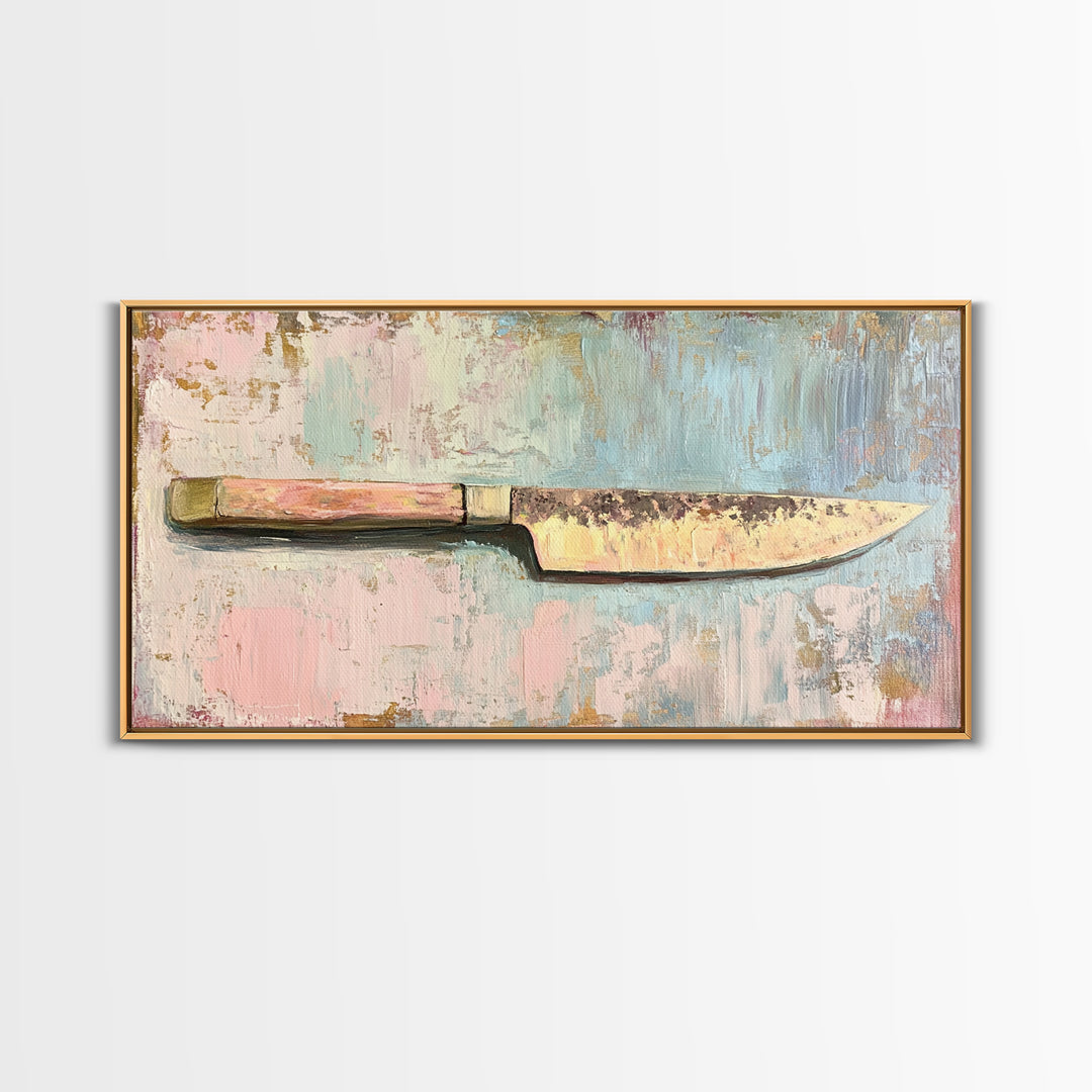 Rustic Chef Knife Still Life Canvas Print, Kitchen Wall Art, Culinary Decor, Gift For Chef, Modern Kitchen Art Print, Home Decor