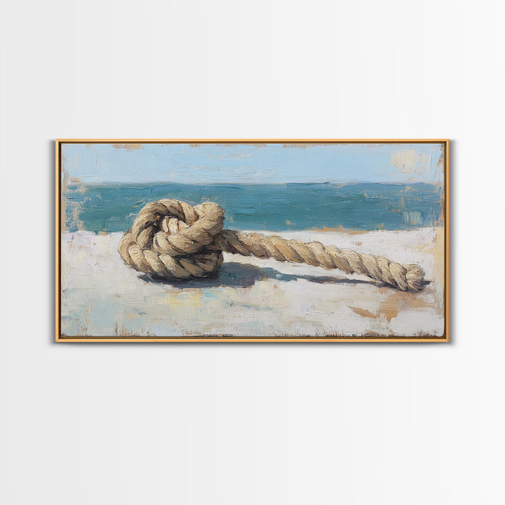 Weathered Nautical Rope Knot Canvas Print, Coastal Wall Art, Beach House Decor, Ocean Art Print, Rustic Seaside Gift, Gift For Him