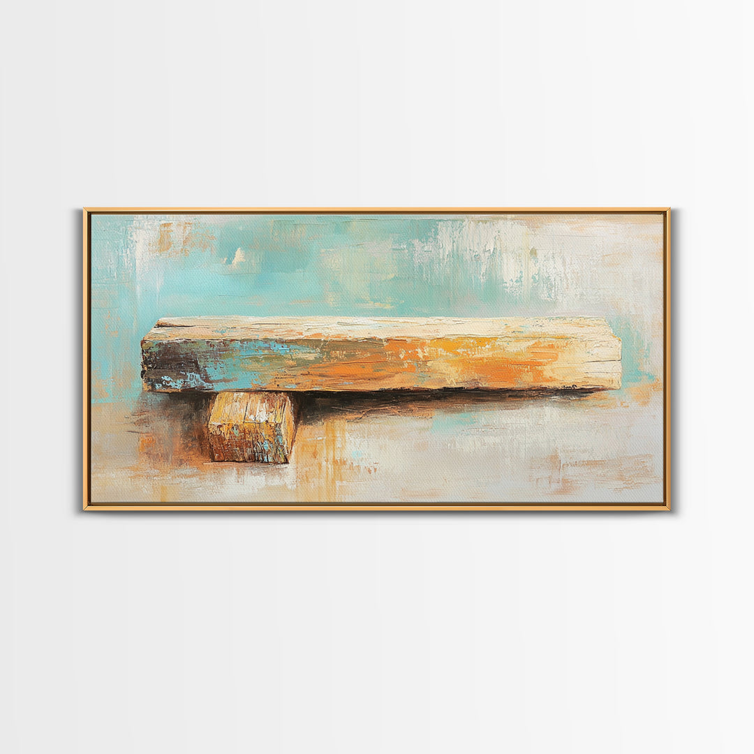 Weathered Wood Plank Abstract Wall Art, Rustic Textured Minimalist Canvas Print, Wabi Sabi Decor, Neutral Modern Home Decor