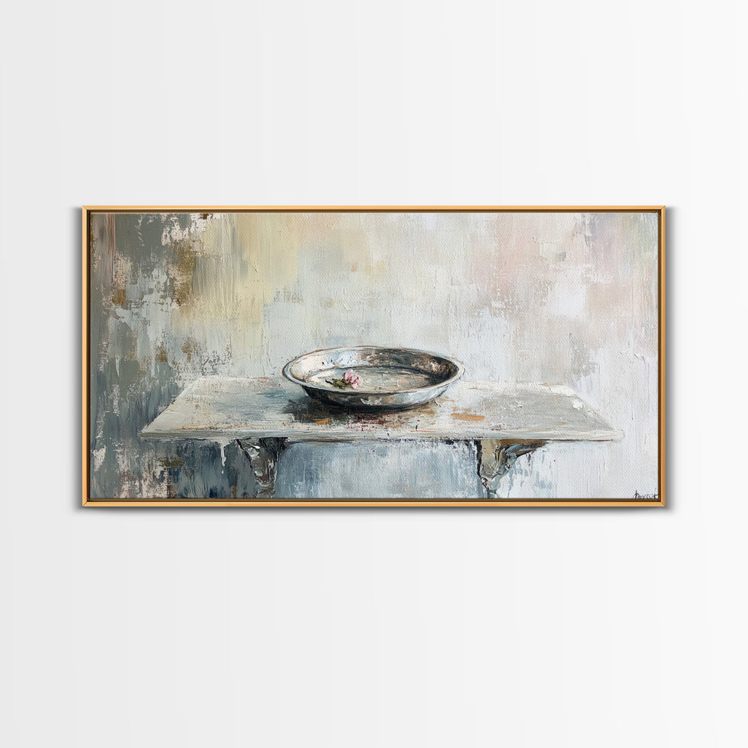 Wabi Sabi Ceramic Bowl Still Life Canvas Print, Neutral Wall Art, Minimalist Decor, Japandi Kitchen Wall Decor Gift Idea