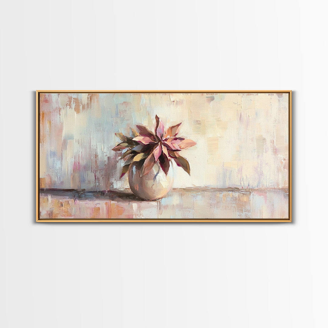 Succulent Plant In Ceramic Pot Wall Art, Botanical Canvas Print, Modern Home Decor, Neutral Bedroom Art Gift For Her, Housewarming Gift
