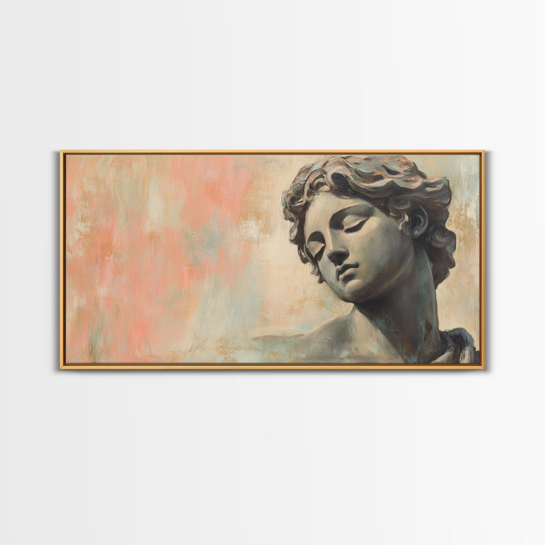 Classical Stone Bust Portrait Canvas Print, Renaissance Wall Art, Dark Academia Decor, Greek Statue Gift For Art Lover Classic Home Decor