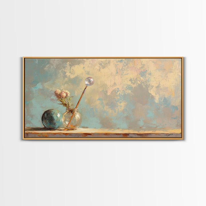 Glass Vases And Dried Flowers Wall Art, Neutral Still Life, Japandi Decor, Minimalist Wall Decor, Organic Modern Canvas Print
