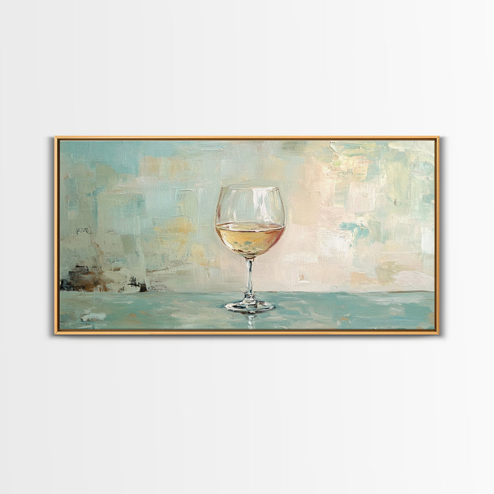 Single White Wine Glass Canvas Print, Minimalist Kitchen Wall Art, Bar Cart Decor, Neutral Dining Room Art, Gift For Her