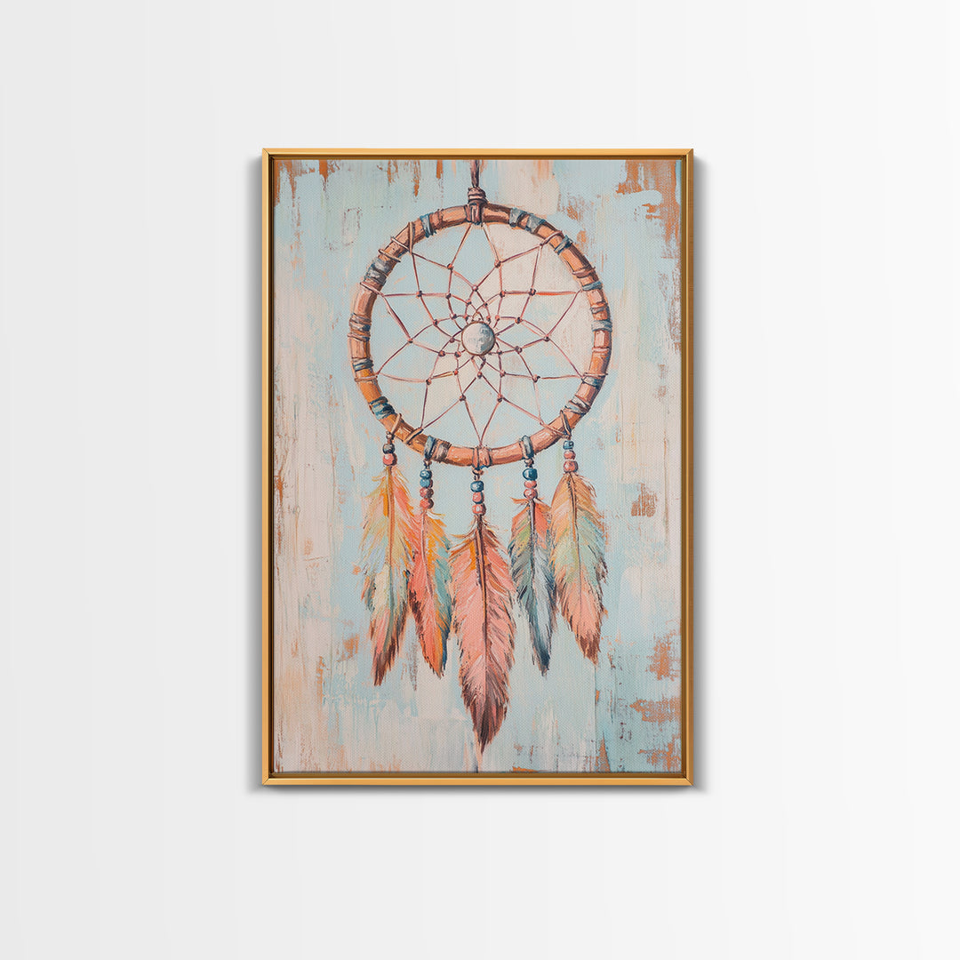 Boho Dreamcatcher Feathers Wall Art, Southwestern Canvas Print, Spiritual Home Decor, Nursery Wall Decor, Unique Gift Idea