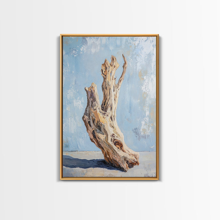 Sculptural Driftwood Still Life Canvas Print, Coastal Wall Art, Organic Modern Decor, Rustic Nature Art, Beach House Gift