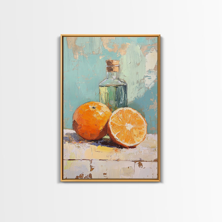 Orange Citrus Still Life Canvas Print, Kitchen Wall Art, Fruit Painting, Mediterranean Decor, Food Lover Gift, Home Decor