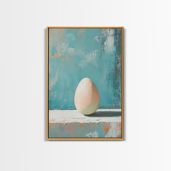Minimal Egg Still Life Canvas Print, Neutral Kitchen Wall Art, Minimalist Wall Art For Modern Home Decor And Housewarming Gift