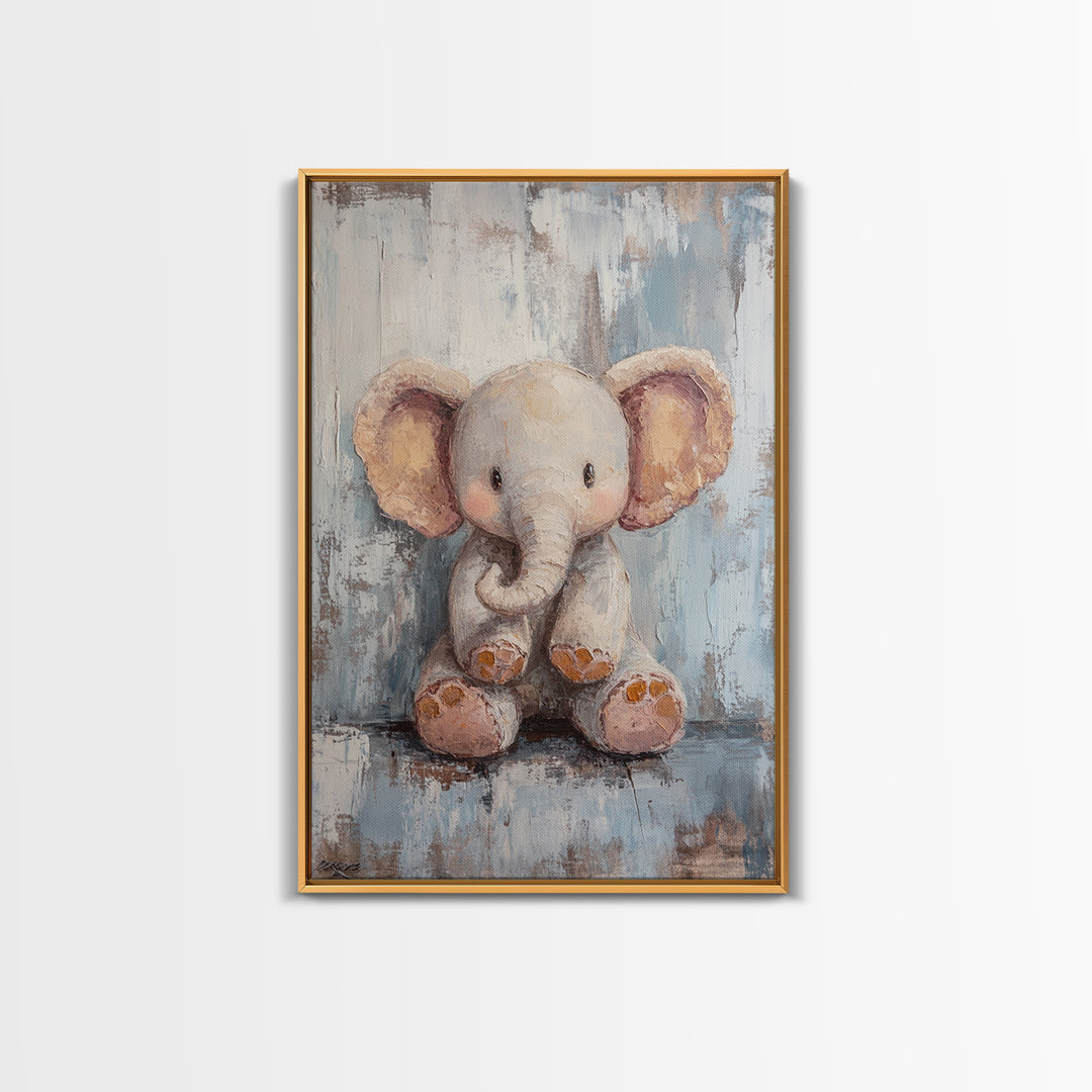 Sweet Baby Elephant Nursery Wall Art, Whimsical Animal Canvas Print, Kids Room Decor, Safari Nursery Gift For Baby Shower