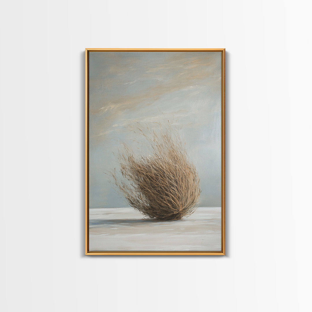 Minimalist Tumbleweed Wall Art, Neutral Desert Botanical Painting, Wabi Sabi Decor, Rustic Home Decor, Calming Wall Art Print
