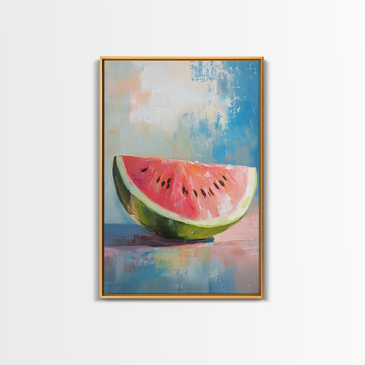 Bright Watermelon Slice Still Life Wall Art, Colorful Kitchen Decor, Summer Fruit Painting, Modern Farmhouse Art Print, Housewarming Gift