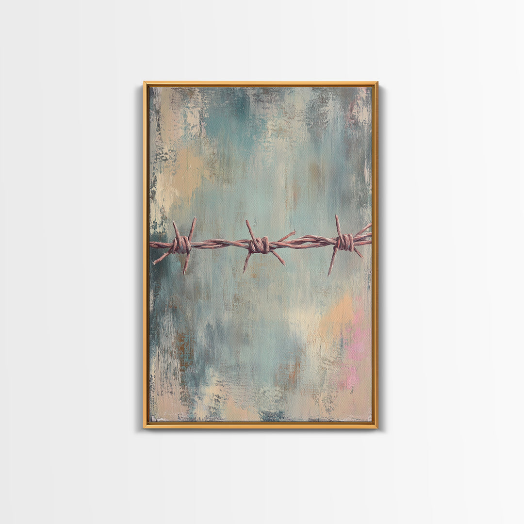 Barbed Wire Minimalist Wall Art, Western Rustic Decor, Industrial Canvas Print, Moody Office Art, Man Cave Decor, Masculine Gift For Him