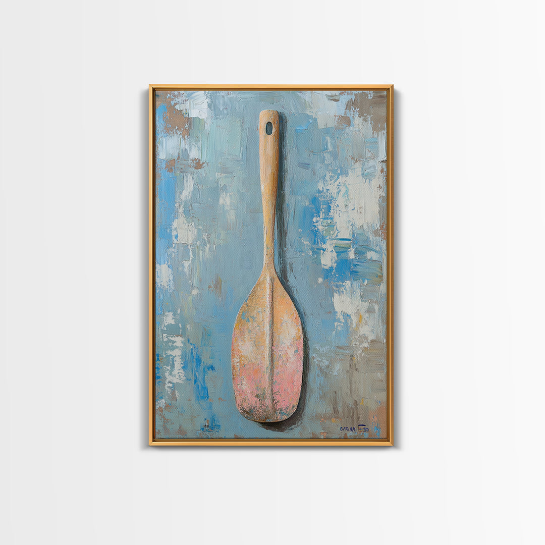 Weathered Wooden Spoon Canvas Print, Rustic Kitchen Wall Art, Farmhouse Decor, Minimalist Food Poster, Housewarming Gift For Chef