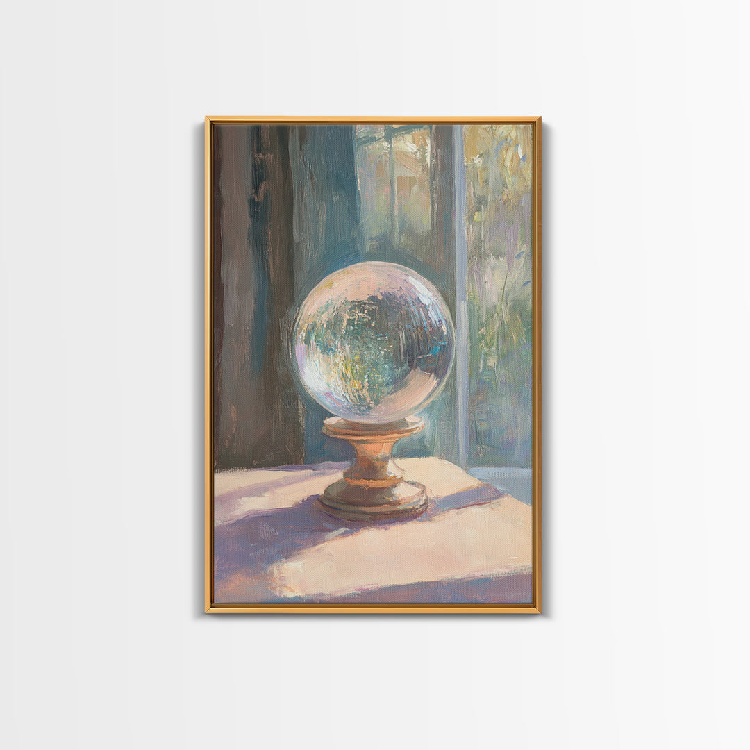 Crystal Ball In Sunlit Window Canvas Print, Mystical Wall Art, Celestial Decor, Spiritual Home Decor, Unique Gift For Her