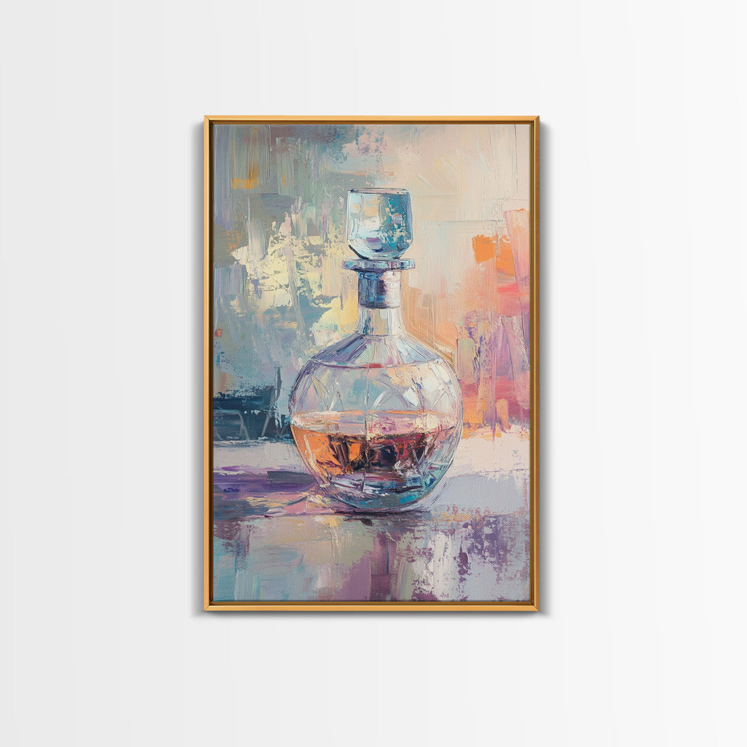 Crystal Whiskey Decanter Canvas Print, Bar Cart Wall Art, Home Bar Decor, Man Cave Decor, Cocktail Art Gift For Him, Office Decor