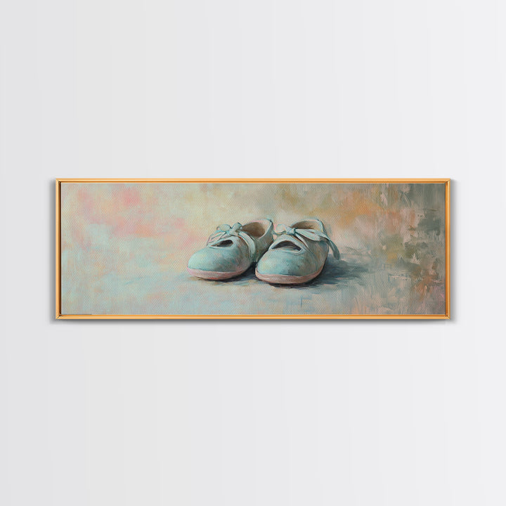 Soft Blue Baby Shoes Wall Art, Pastel Nursery Decor, Baby Room Wall Decor, New Mom Gift, Dreamy Neutral Bedroom Art Print