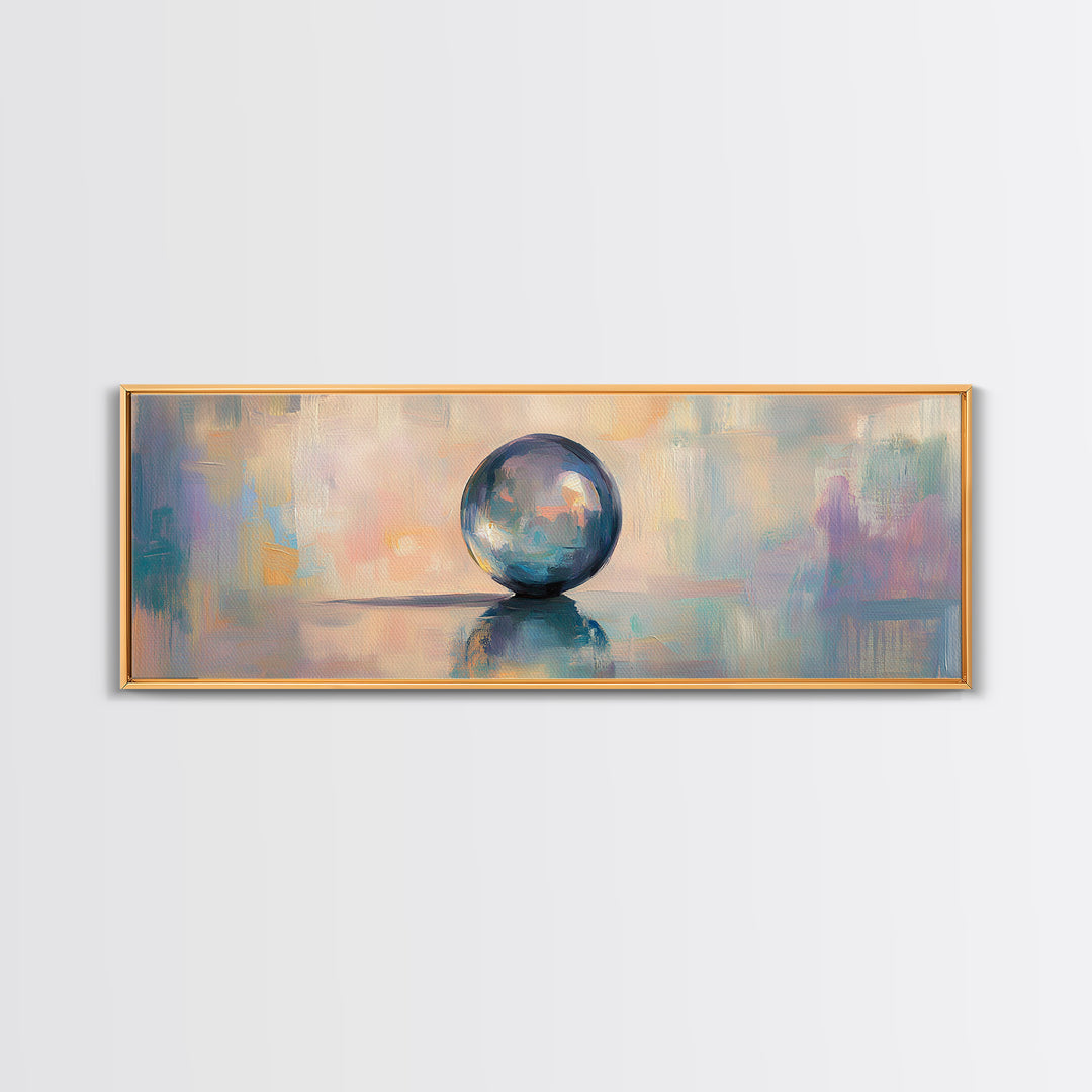 Reflective Blue Glass Sphere Wall Art, Modern Abstract Still Life, Contemporary Canvas Wall Art, Office Decor, Calming Print