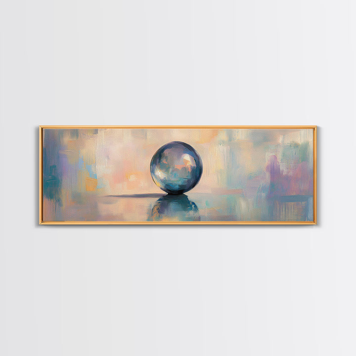 Reflective Blue Glass Sphere Wall Art, Modern Abstract Still Life, Contemporary Canvas Wall Art, Office Decor, Calming Print