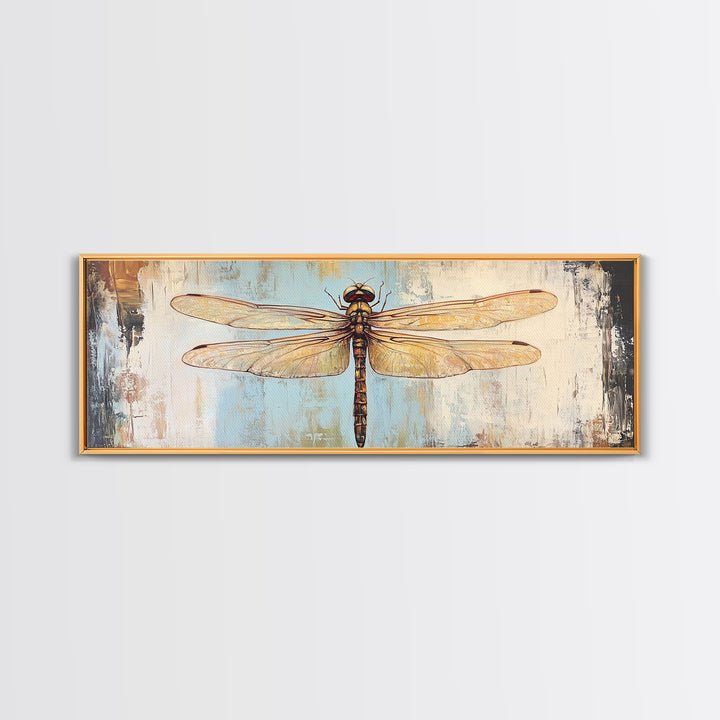 Detailed Dragonfly Insect Wall Art, Nature Inspired Canvas Print, Botanical Wall Decor, Rustic Wildlife Gift For Her, Office Decor