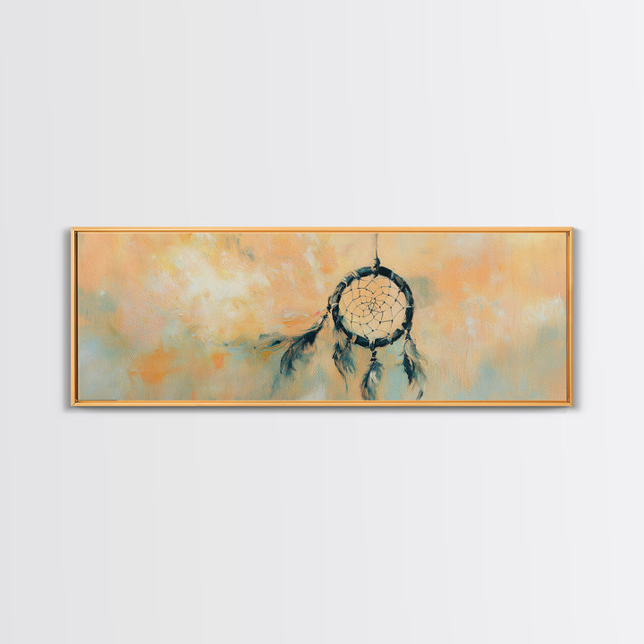 Boho Dreamcatcher With Feathers Wall Art, Southwestern Canvas Print, Spiritual Decor, Earth Tone Bedroom Gift For Her, Dorm Decor