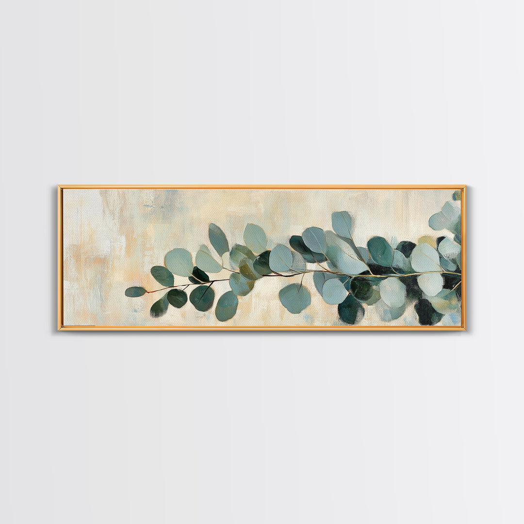 Eucalyptus Branch Botanical Wall Art, Sage Green Minimalist Canvas Print, Organic Modern Decor, Neutral Living Room Print